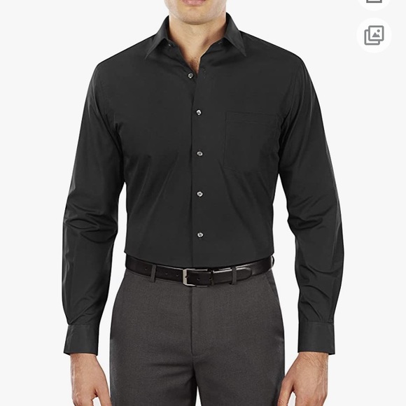 Fitted Black Button Dress Shirt - Size Medium 15 1/2 Neck 32/33 Sleeve - Picture 1 of 3